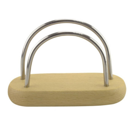 Suport pentru șervețele din lemn și inox, design rustic și elegant, ideal pentru organizarea eficientă a șervețelelor de masă