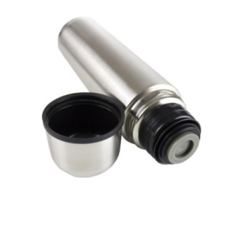 termos cilindric cu supapă de închidere și capac detașabil pe post de cană