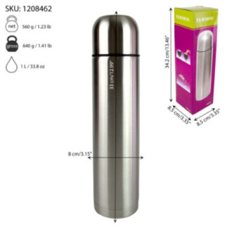 termos din inox cu detalii despre ambalaj dimensiuni și capacitate