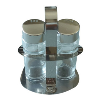 suport metalic pentru condimente cu mâner și borcane din sticlă pentru condimente