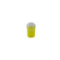 yellow plastic salt shaker with white lid