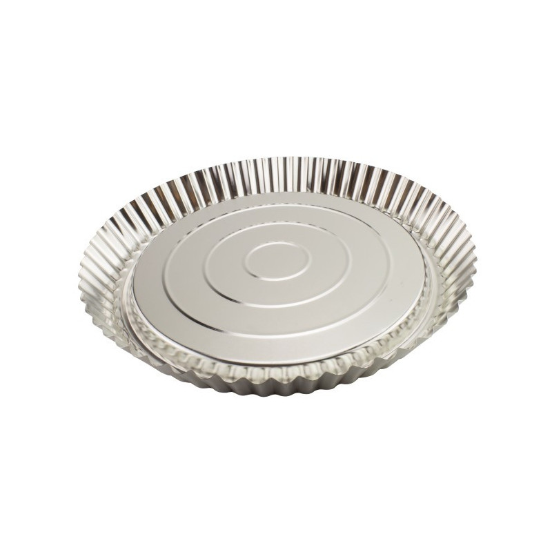 Formă de copt rotundă, din tablă cositorită cu margini ondulate, perfectă pentru plăcinte, tarte și quiche, gătit uniform, 26 cm