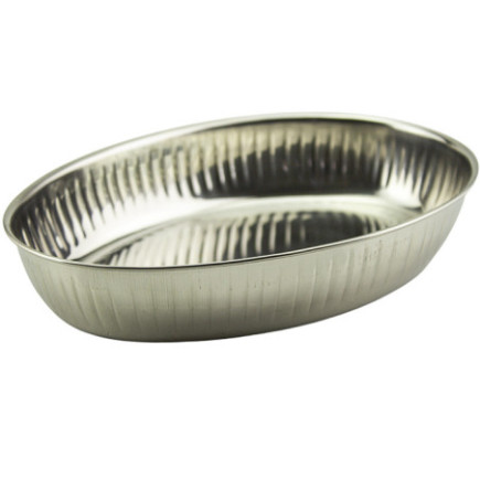 Coș pentru servit pâine la masă, oval, din inox rezistent si durabil, ideal pentru aperitive și gustări