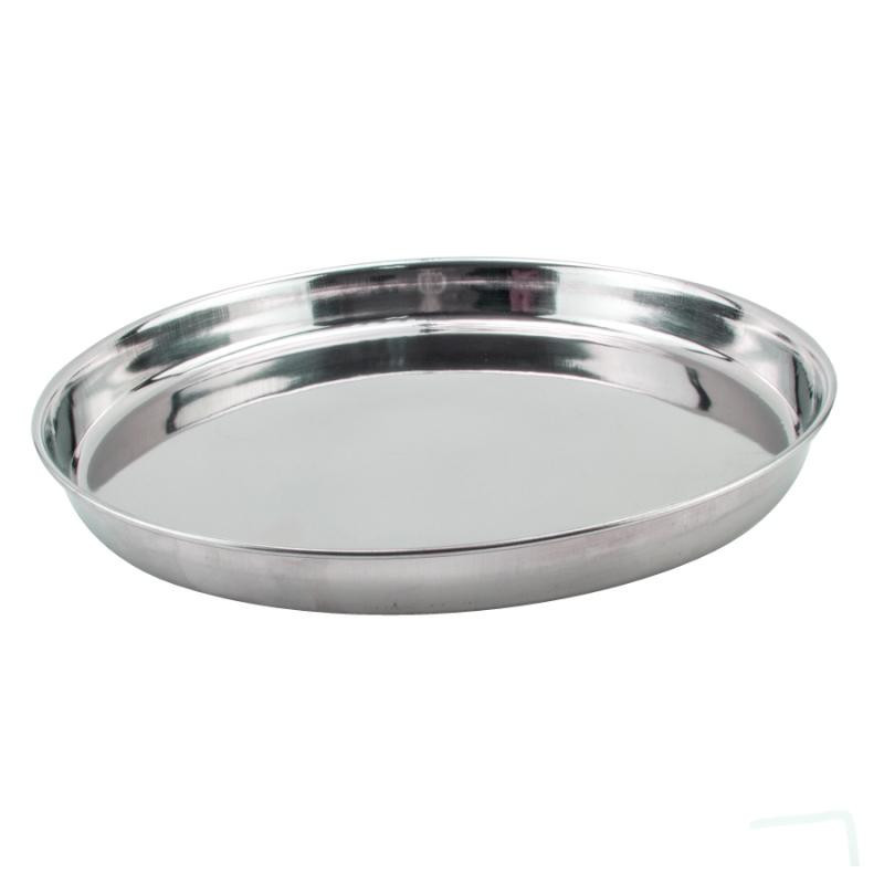 Tavă de servit rotundă din inox, cu margine înălțată, pentru transportul băuturilor în baruri, cafenele și restaurante, 35 cm