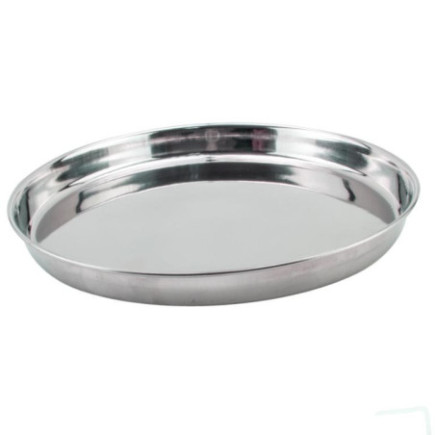 Tavă de servit rotundă din inox, cu margine înălțată, pentru transportul băuturilor în baruri, cafenele și restaurante, 35 cm