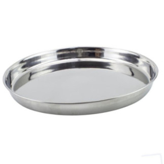 tavă rotundă pentru servit din inox cu finisaj lucios și borduri ridicate
