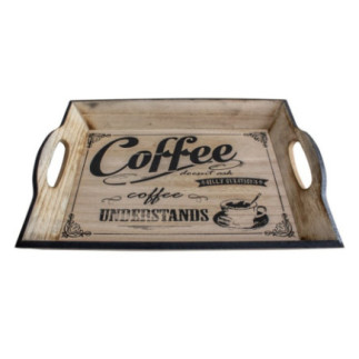 tavă din lemn dreptunghiulară cu mânere pentru servit micul dejun la pat