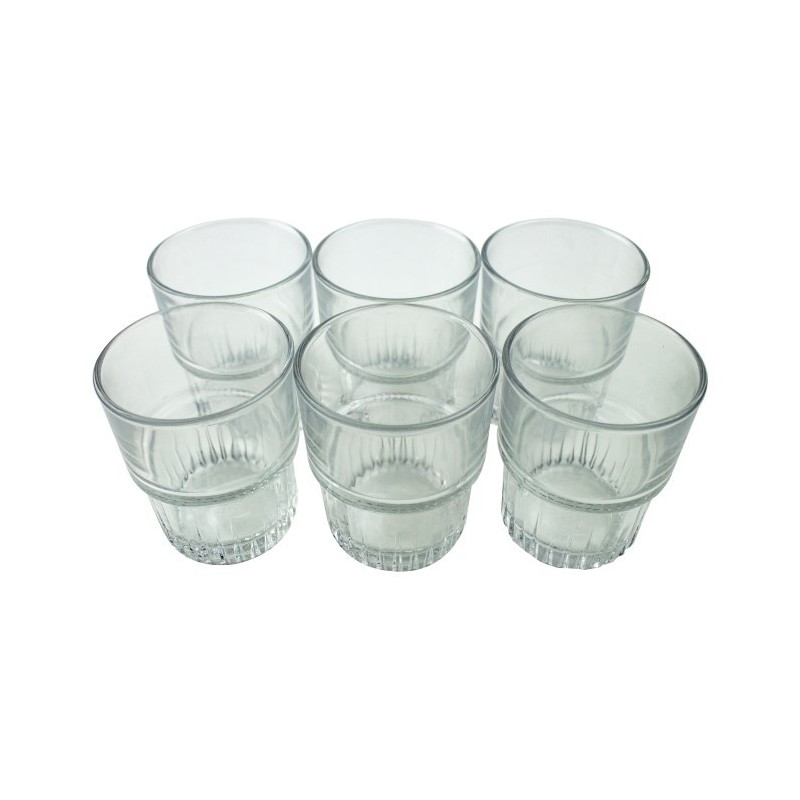 Set pahare de cafea 120 ml, model cu striații, potrivite cu orice ocazie pentru apă, suc sau whisky, 6 buc