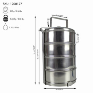 sufertas cu 4 caserole din inox și informații despre greutate capacitate și dimensiuni