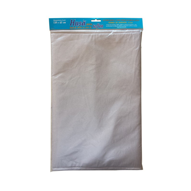 Husă teflonată pentru masa de călcat, sistem de fixare cu șnur reglabil, compatibilă cu majoritatea meselor, 130x45 cm