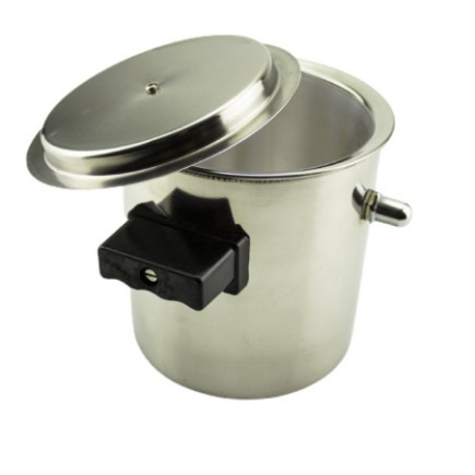 Oală pentru fiert lapte cu pereți dubli, capac și supapă de abur, din inox cu două mânere, 1.5 L