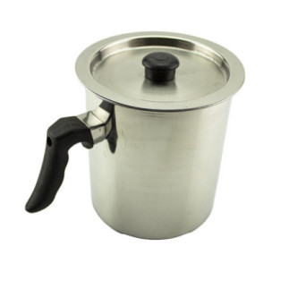 Oală pentru fiert lapte cu pereți dubli, capac și supapă de abur, din inox cu un mânere, 2 L