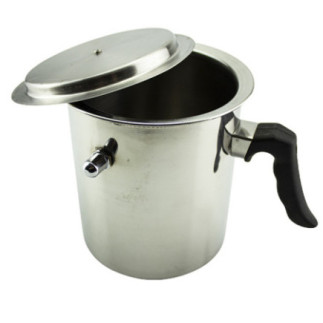 oală pentru lapte din inox cu fluier mâner și capac întredeschis