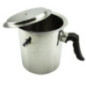 oală pentru lapte din inox cu fluier mâner și capac întredeschis
