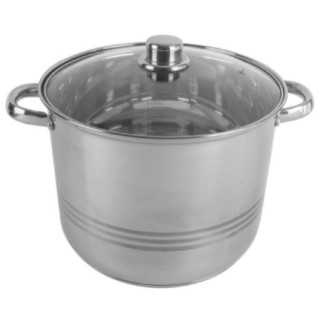 oală din inox cu capac din sticlă cu orificiu pentru evacuarea aburului