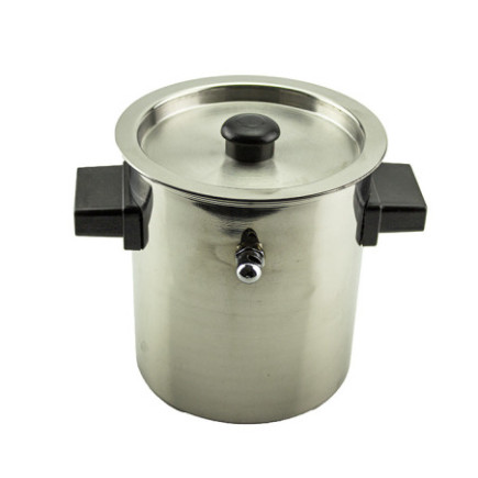 Oală pentru fiert lapte cu pereți dubli, capac și supapă de abur, din inox cu două mânere, 2 L