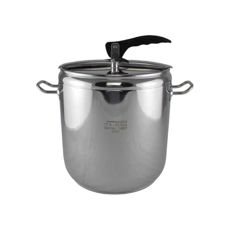 Oală sub presiune din Inox, pentru gătire rapidă cu supapă de siguranță și etanșare perfectă, capacitate mare, cuctă 17L