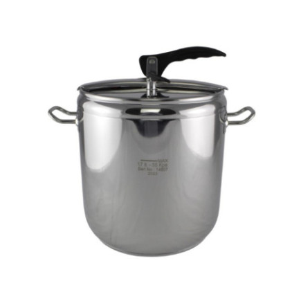 oală din inox cu două mânere sub presiune cu capac etanș cu mâner negru