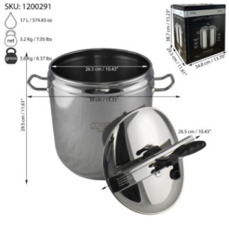 oală pentru gătit la abur sub presiune cu informații despre ambalaj capacitate și dimensiuni