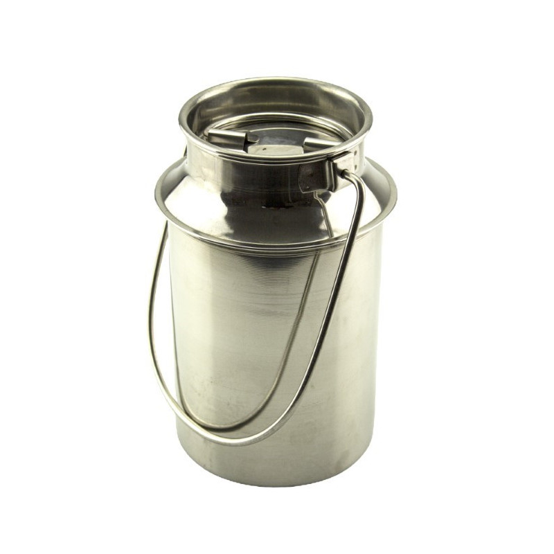 Bidon din inox, garniță cu mâner și capac pentru transport sau depozitat alimente precum lapte, smântână, untură și lichide 1.8L