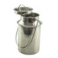 bidon cilindric din inox cu mâner lung și gură largă cu capac întredeschis