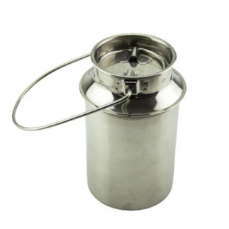 bidon cu gură largă pentru păstrat lapte din inox cu capac și mâner