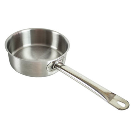Cratiță profesională joasă din inox cu un mâner rezistent, ideală pentru sosuri, perfectă pentru uz intens, 2.5L