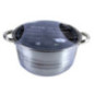 cratiță din inox cu două mânere și capac în ambalaj folie stretch