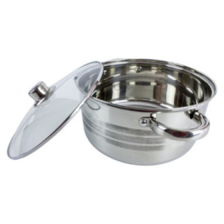 cratiță din inox cu două mânere și capac pentru supe sau ciorbe