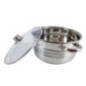 cratiță pentru fiert și gătit din inox cu capac din sticlă transparent sprijinit de ea