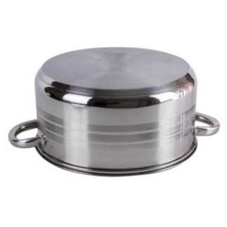 cratiță din oțel inoxidabil cu trei benzi decorative pe exterior întoarsă cu susul în jos