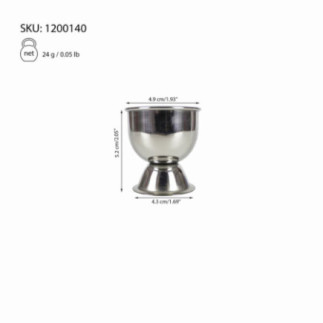 suport din inox pentru ou fiert cu informații despre dimensiuni și greutate