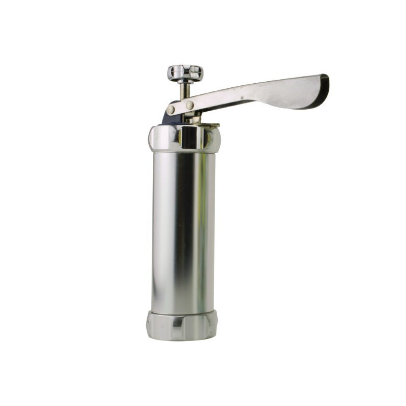 Aparat de făcut biscuiți și fursecuri, din inox, presă cu piston și 20 modele incluse pentru modelat aluat în forme creative