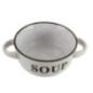 bol alb cu două mânere pentru supă din ceramică inscripționat soup