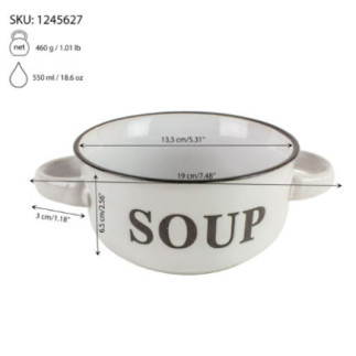 bol rotund din ceramică pentru servire supă cu specificații despre greutate capacitate și dimensiuni