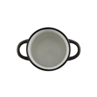 cană ceramică rotundă cu două mânere laterale pentru servit supă