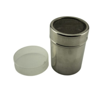 dispenser din inox cu capac special cu sită pentru pudrat zahăr scorțișoară sau făină