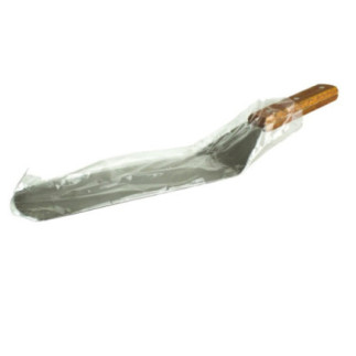 spatulă de grătar cu lamă lungă din inox și mâner din lemn ambalată în pungă transparentă