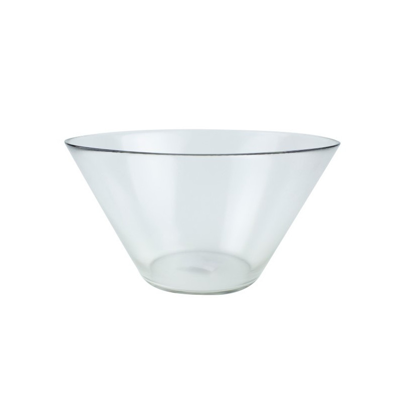 Bol din sticlă adânc, formă conică, ideal pentru supe, salate și servire elegantă, compatibil microunde și mașina de spălat vase