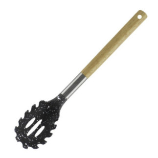 lingură pentru servit paste din plastic cu mâner de lemn