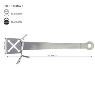 mini clește pentru cuburi de zahăr cu dimensiuni și greutate trasate prin săgeți