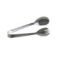 clește pentru servit salate cu o parte în formă de lingură și cealaltă de furculiță fabricat din inox