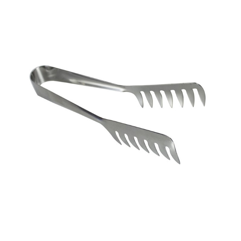 Clește de bucătărie pentru paste, din inox, tip pieptene dublu, pentru apucarea fermă și servirea spaghetelor sau a salatelor