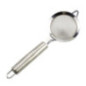 spumieră de mână rotundă din inox cu sită mărunță și mâner rotunjit din inox