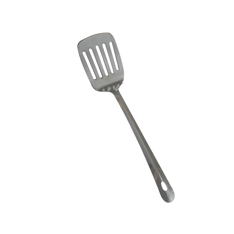 Paletă perforată pentru gătit, din inox cu mâner plat, perfectă pentru întors alimente sau pentru servire