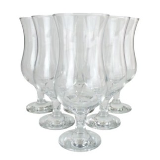 Set de pahare pentru cocktailuri, Hurricane, formă bombată cu picior, ideale pentru băuturi tropicale și servire elegantă, 6 buc