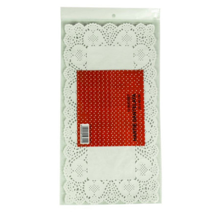 Set hârtii dantelate albe 20x40 cm, de așezat sub aperitive, torturi și prăjituri, accesoriu elegant pentru prezentare 12 buc