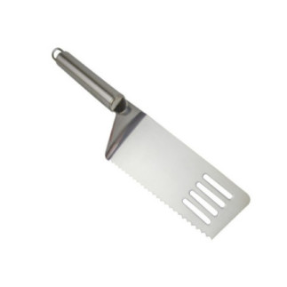 paletă din inox cu lamă perforată cu zimți și mâner rotunjit pentru tăiat și servit tort