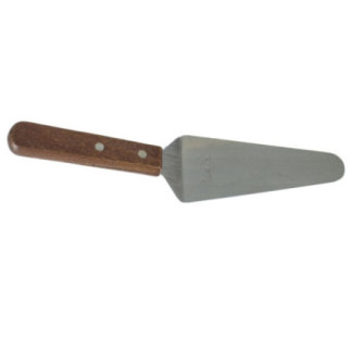 Paletă pentru servit tort, plăcinte și prăjituri, cu lama din inox și mâner rustic din lemn