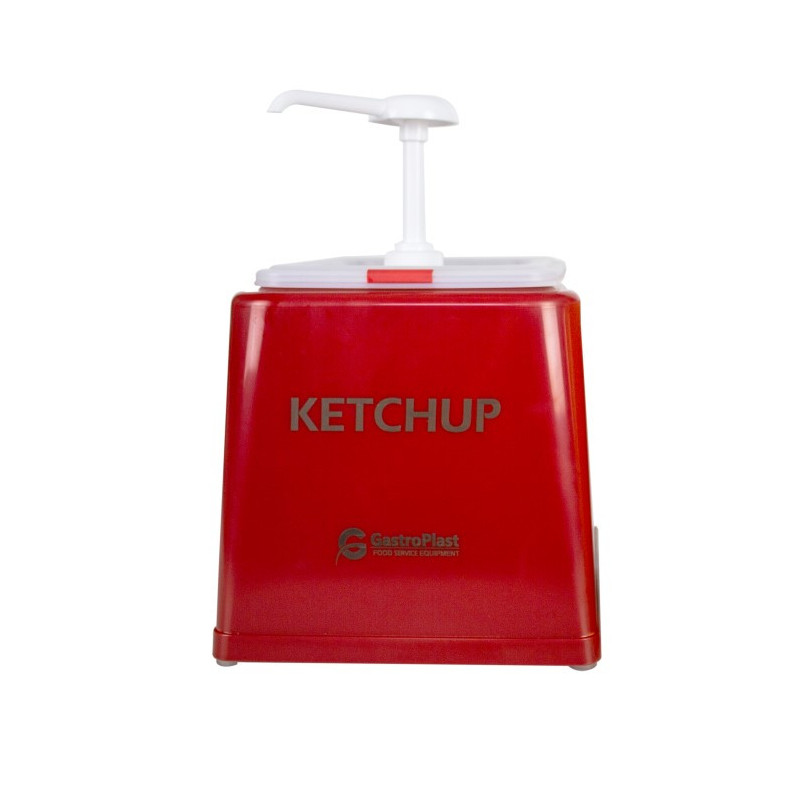 Dozator ketchup cu pompă, recipient profesional pentru restaurante, fast-food și catering, ideal pentru autoservire, 2,5 L